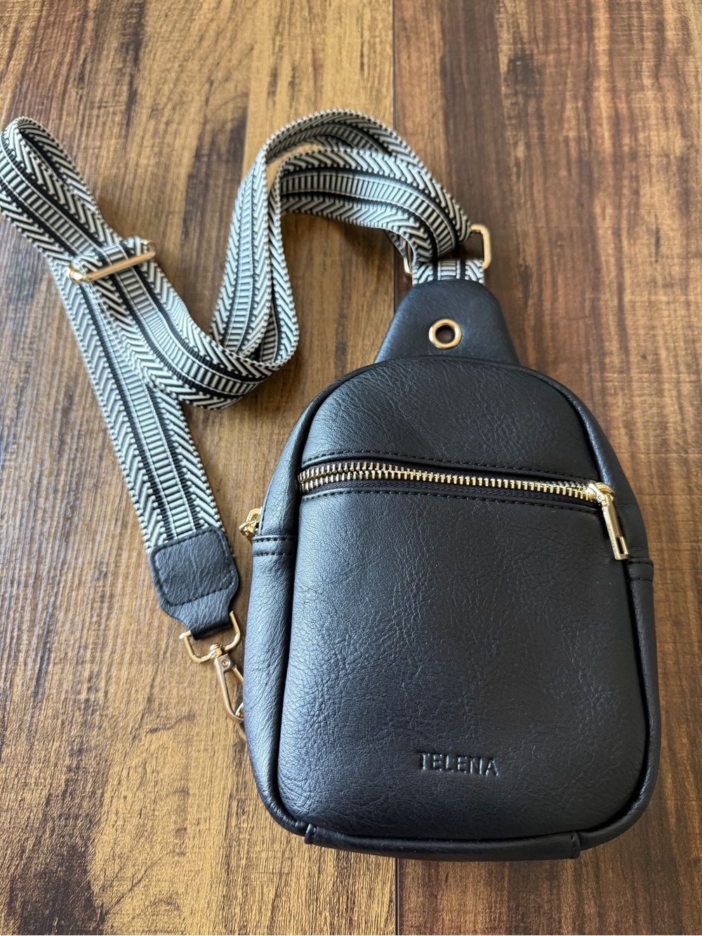 Black Leather Crossbody Shoulder Bag